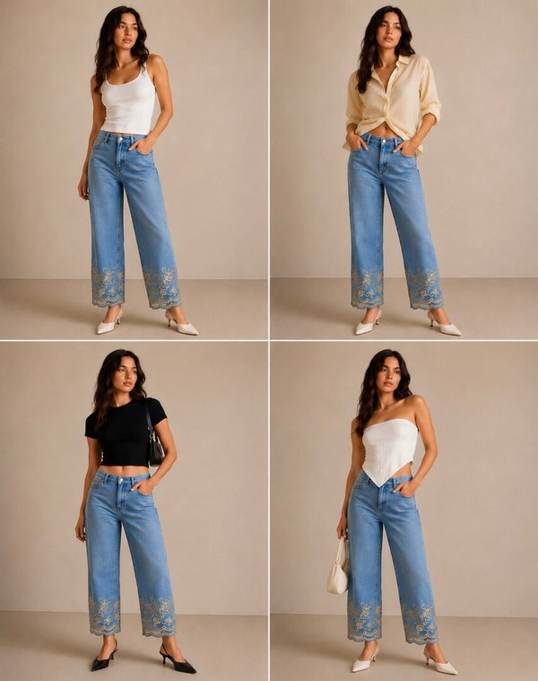 Jeanshose Stickerei Blue washed - Image 2